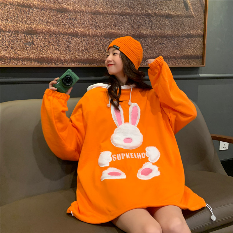 Maiden minority hoodie bunny orange tops