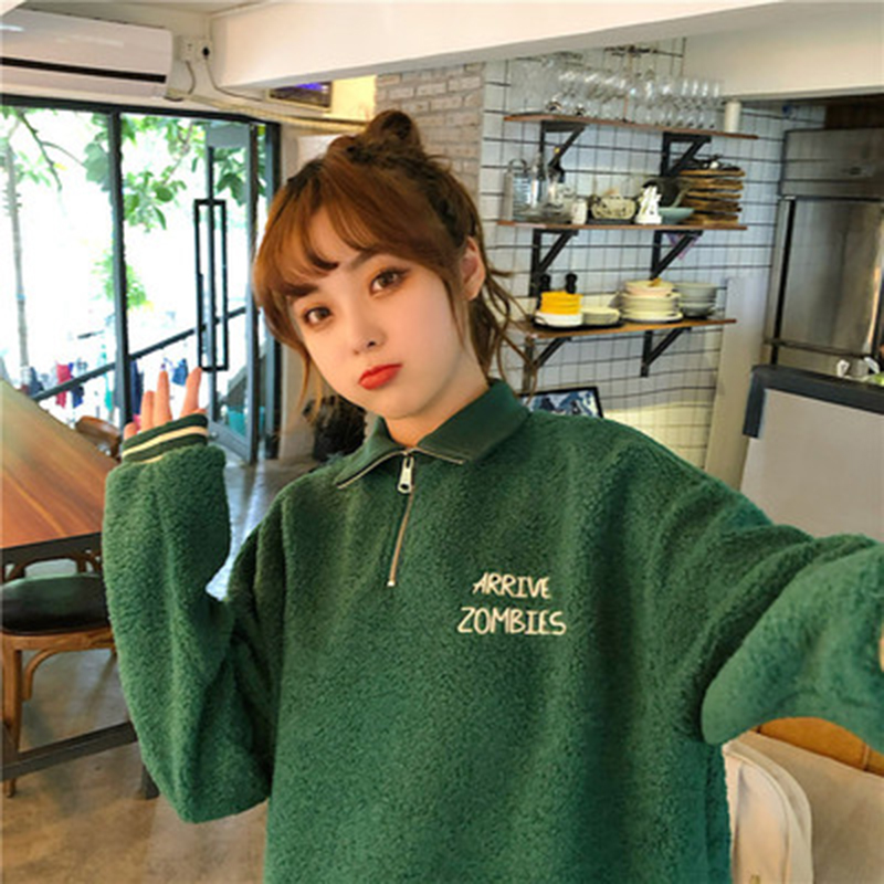 Thick plus velvet imitation lamb's wool hoodie